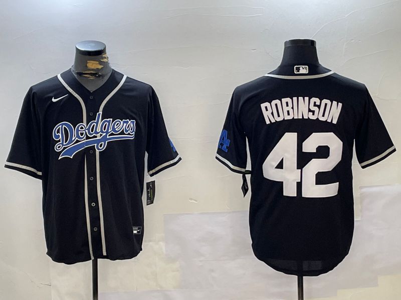 Men Los Angeles Dodgers 42 Robinson Black Game 2024 Nike MLB Jersey style 1120